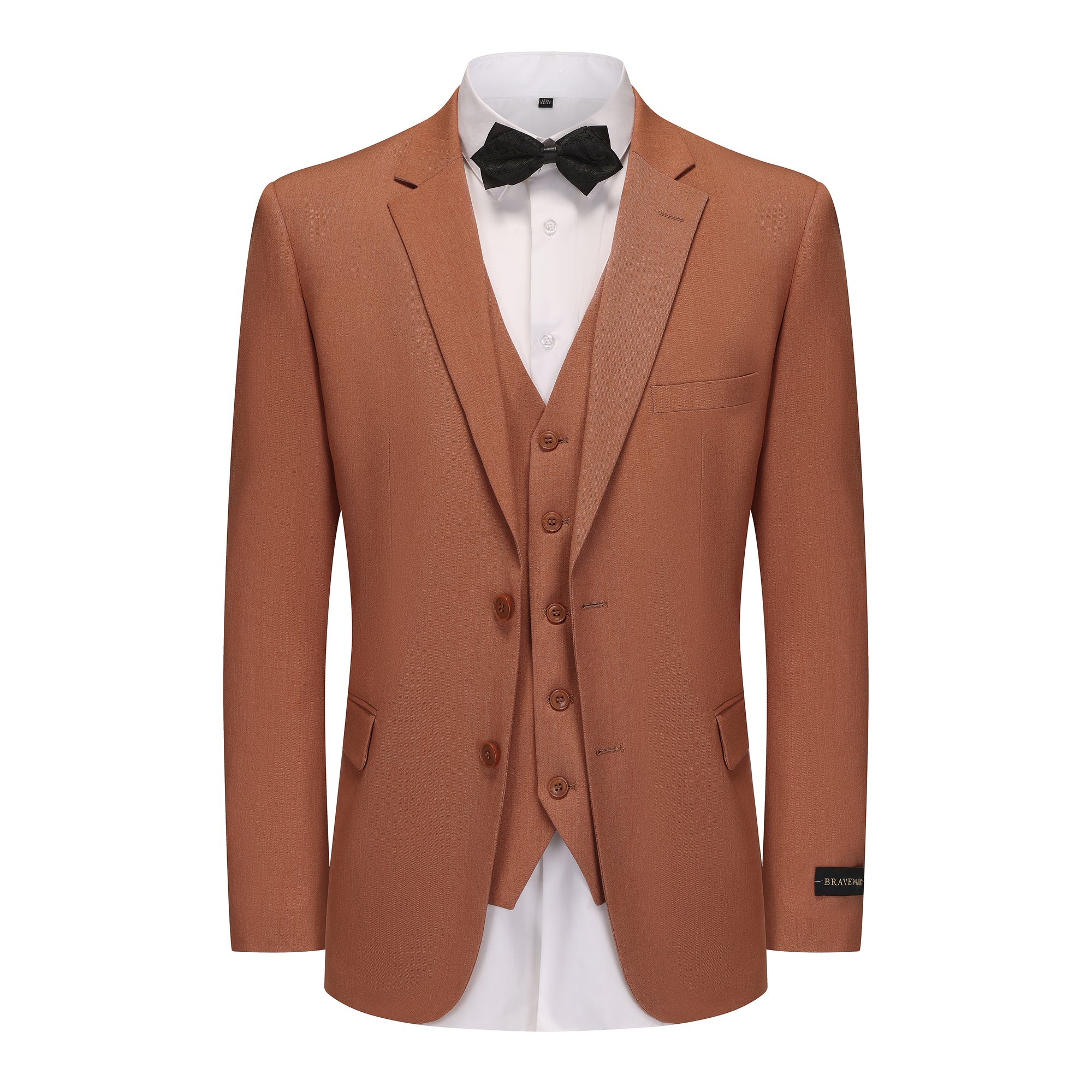 Men's 3-Piece Classic Fit Performance Stretch Suit (SAGE, RUST BROWN)