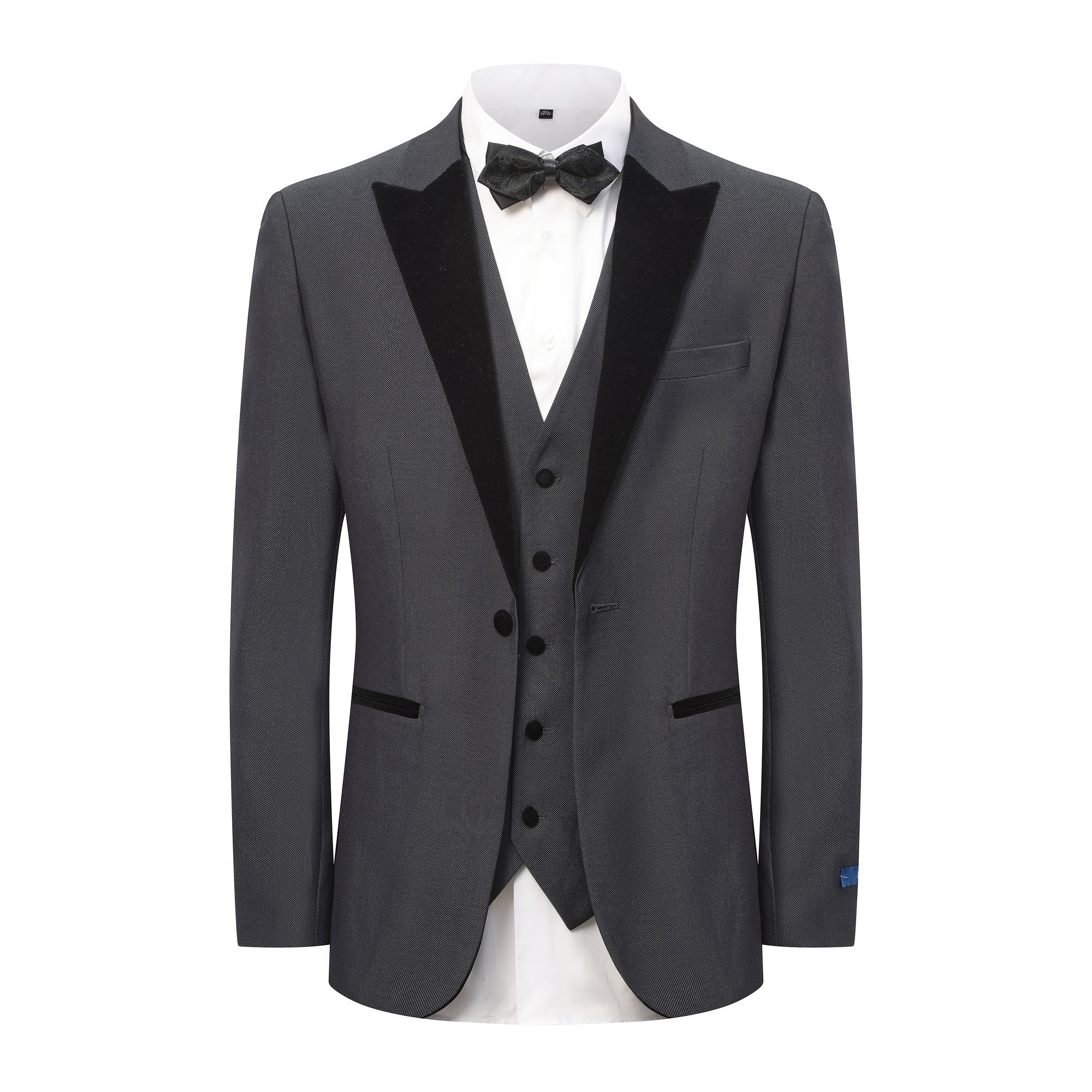 Gino Vitale Men's 3-Piece Peak Lapel Satin Trim Tuxedo with Subtle Sheen