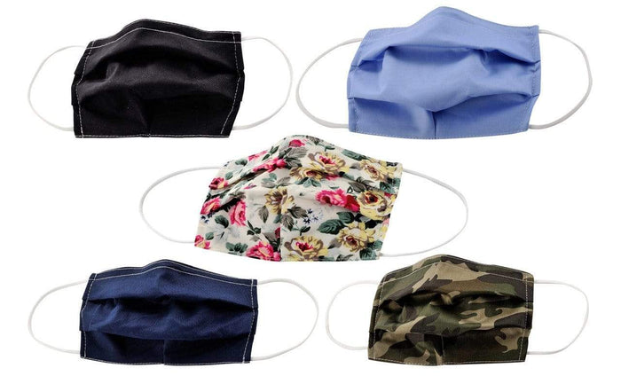 5-Pack Pleated Reusable Cotton Non-Medical Masks with Adjustable Nose Bridge DAILYHAUTE