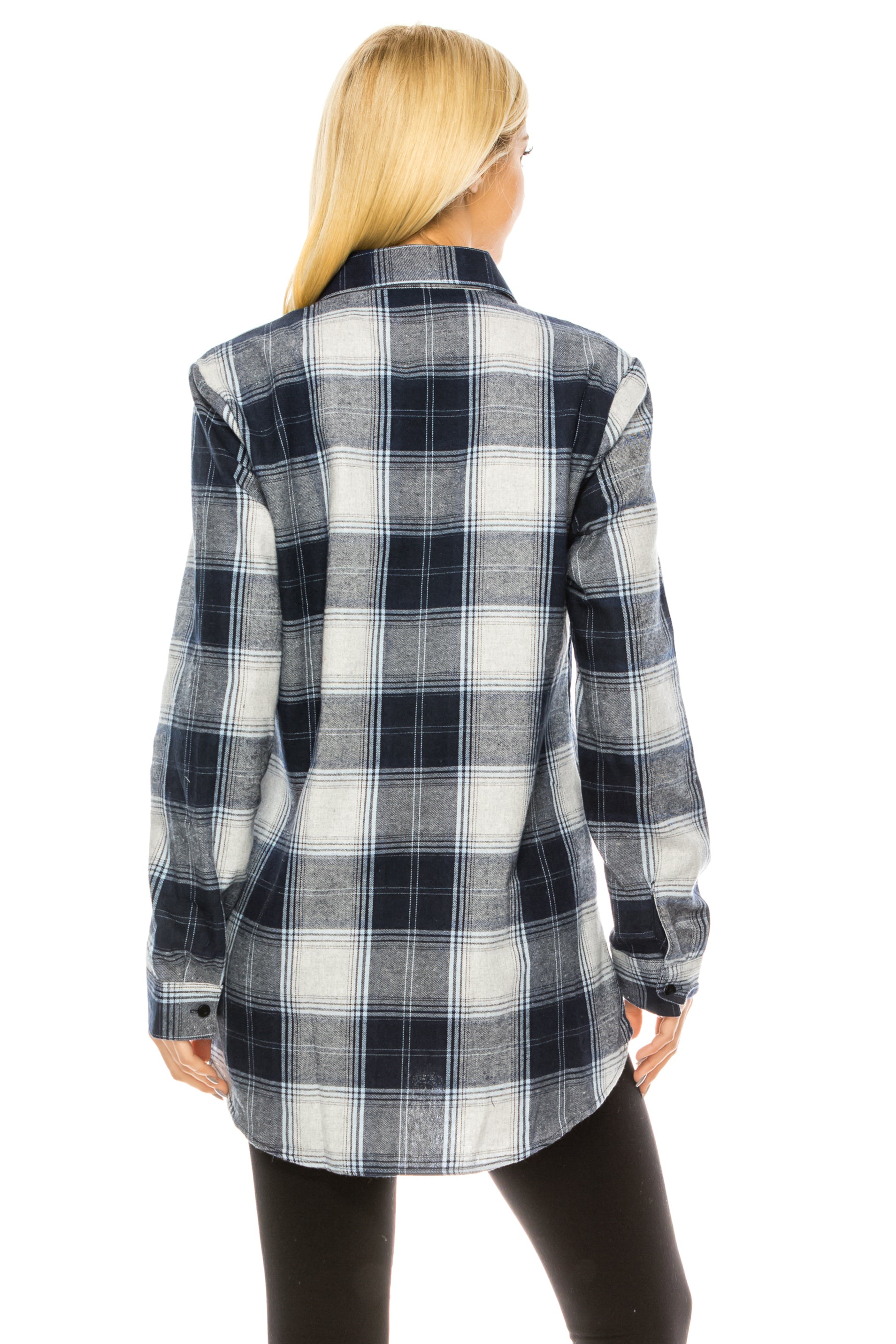 Haute Edition Women's Long Button Down Flannel Tunic Shirt with Plus