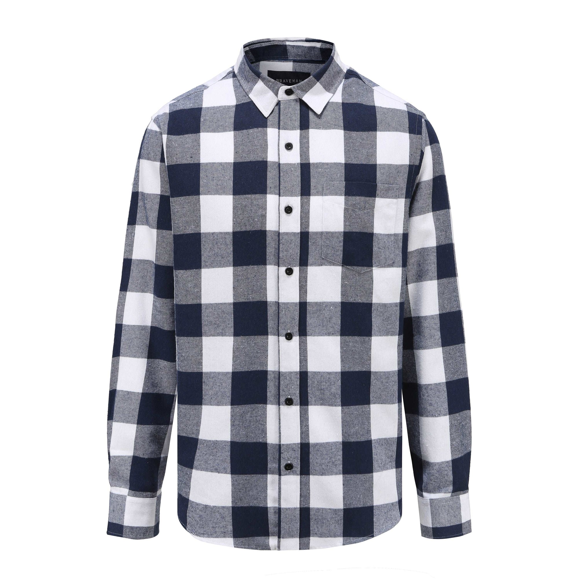 Braveman Men's Buffalo Plaid Button Down Classic Fit Flannel Shirt DAILYHAUTE