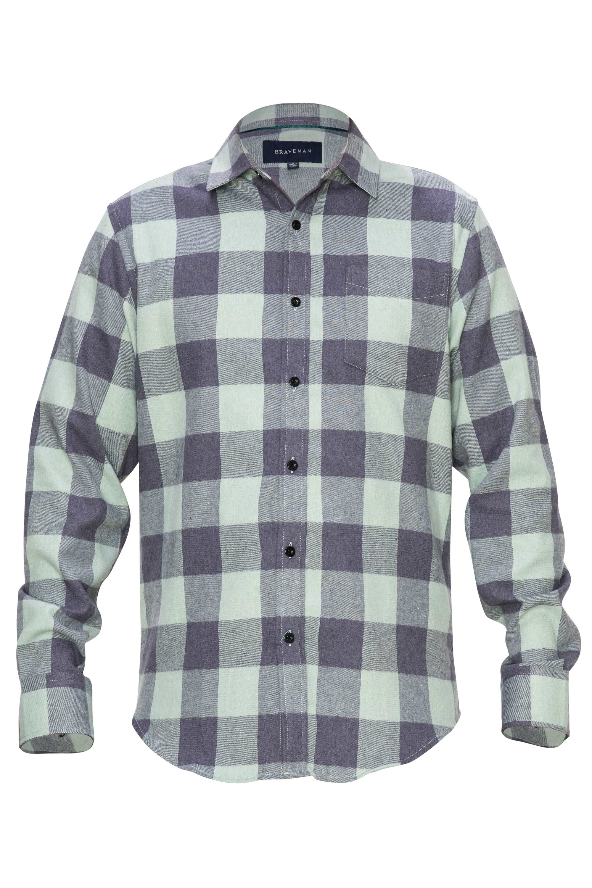 Braveman Men's Buffalo Plaid Button Down Classic Fit Flannel Shirt DAILYHAUTE