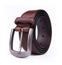 Braveman Men's Classic Genuine Leather Belt with Brushed Silver Buckle DAILYHAUTE