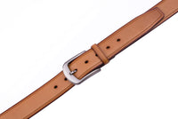 Braveman Men's Classic Genuine Leather Belt with Brushed Silver Buckle DAILYHAUTE