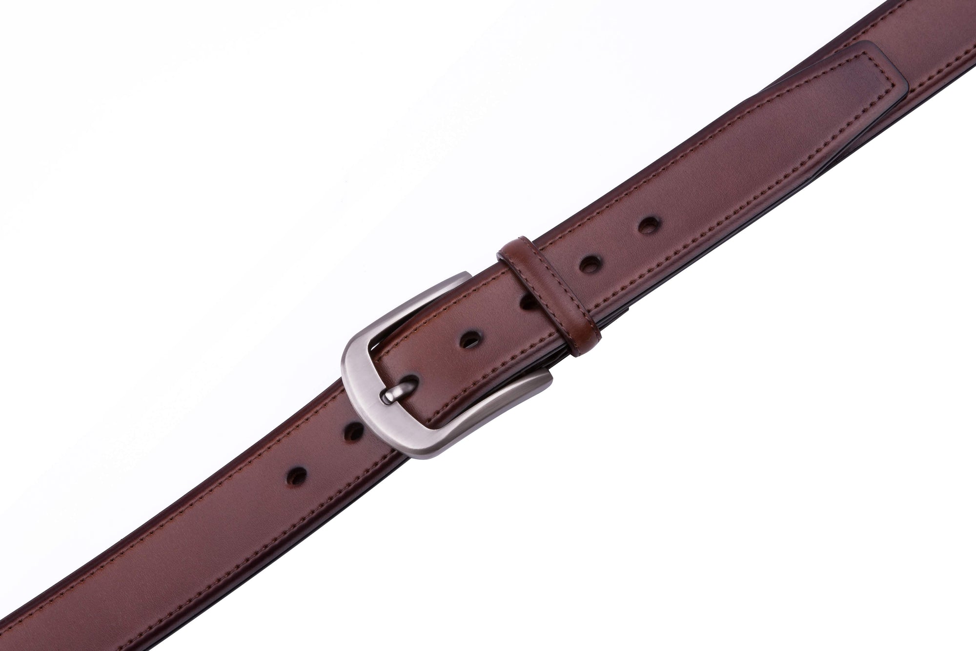 Braveman Men's Classic Genuine Leather Belt with Brushed Silver Buckle DAILYHAUTE