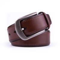 Braveman Men's Classic Genuine Leather Belt with Brushed Silver Buckle DAILYHAUTE