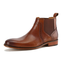 Gino Vitale Men's Handcrafted Genuine Leather Chelsea Brogue Dress Boot DAILYHAUTE