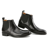 Gino Vitale Men's Handcrafted Genuine Leather Chelsea Brogue Dress Boot DAILYHAUTE