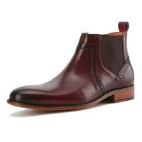 Gino Vitale Men's Handcrafted Genuine Leather Chelsea Brogue Dress Boot DAILYHAUTE