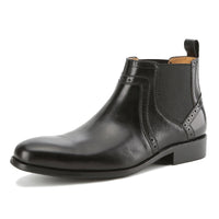 Gino Vitale Men's Handcrafted Genuine Leather Chelsea Brogue Dress Boot DAILYHAUTE