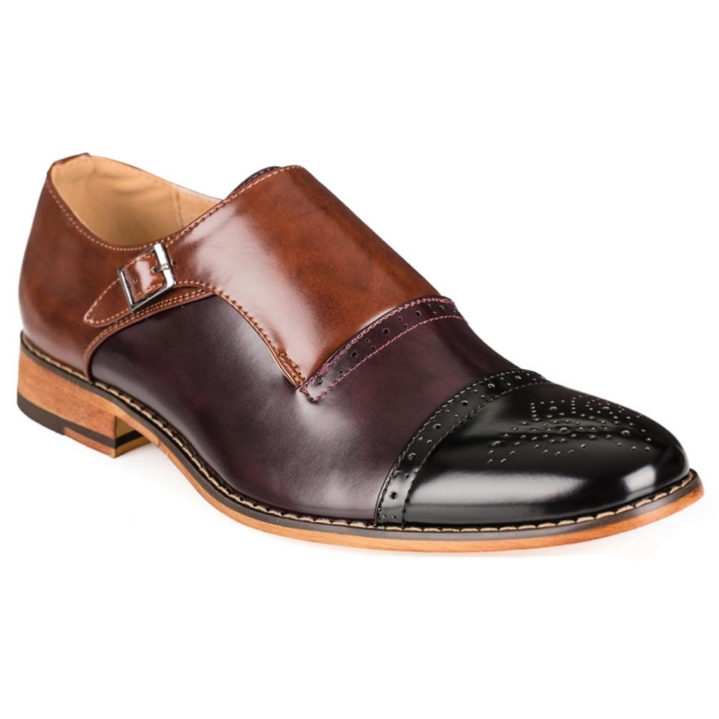 Gino Vitale Men's Three Tone Monk Strap Dress Shoes DAILYHAUTE