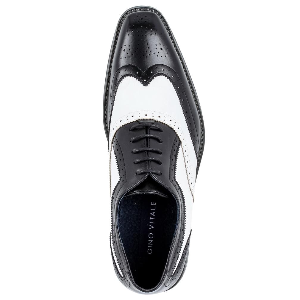 Gino Vitale Men's Two Tone Wing Tip Oxford Dress Shoes DAILYHAUTE