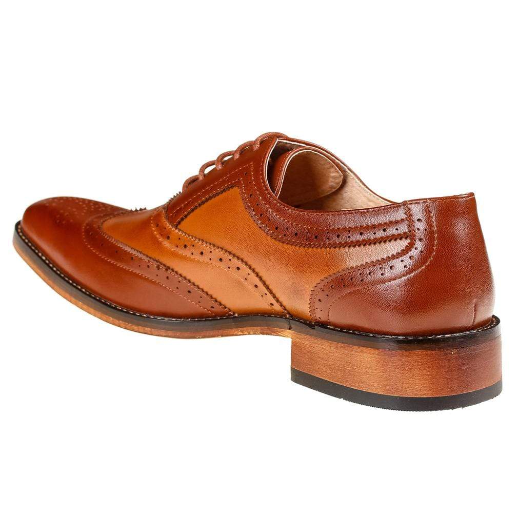 Gino Vitale Men's Two Tone Wing Tip Oxford Dress Shoes DAILYHAUTE