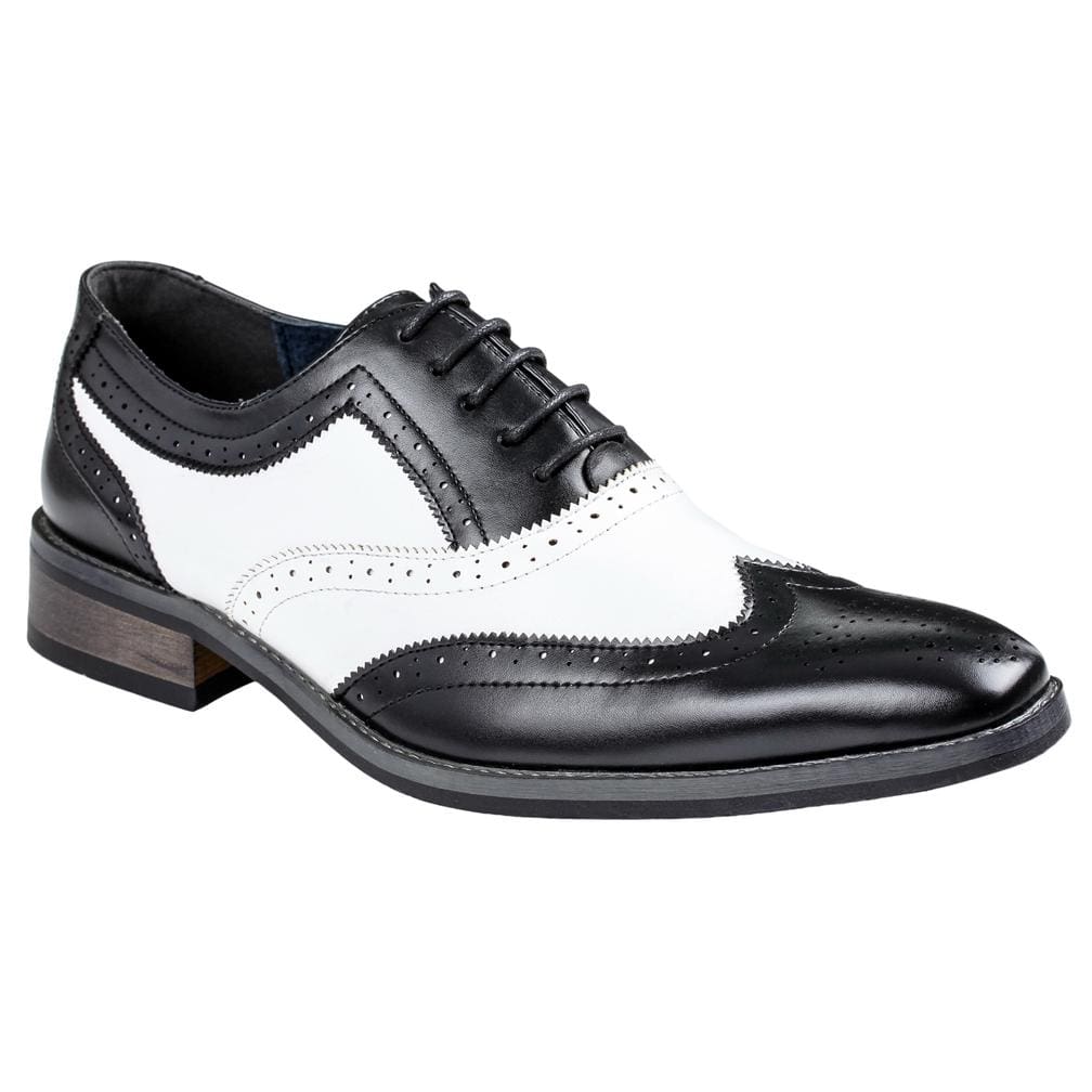 Gino Vitale Men's Two Tone Wing Tip Oxford Dress Shoes DAILYHAUTE