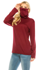 Haute Edition Cowl Neck Tee with Built-In Mask DAILYHAUTE