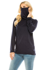 Haute Edition Cowl Neck Tee with Built-In Mask DAILYHAUTE