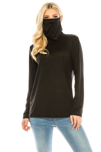 Haute Edition Cowl Neck Tee with Built-In Mask DAILYHAUTE