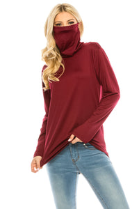 Haute Edition Cowl Neck Tee with Built-In Mask DAILYHAUTE