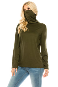 Haute Edition Cowl Neck Tee with Built-In Mask DAILYHAUTE