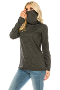 Haute Edition Cowl Neck Tee with Built-In Mask DAILYHAUTE