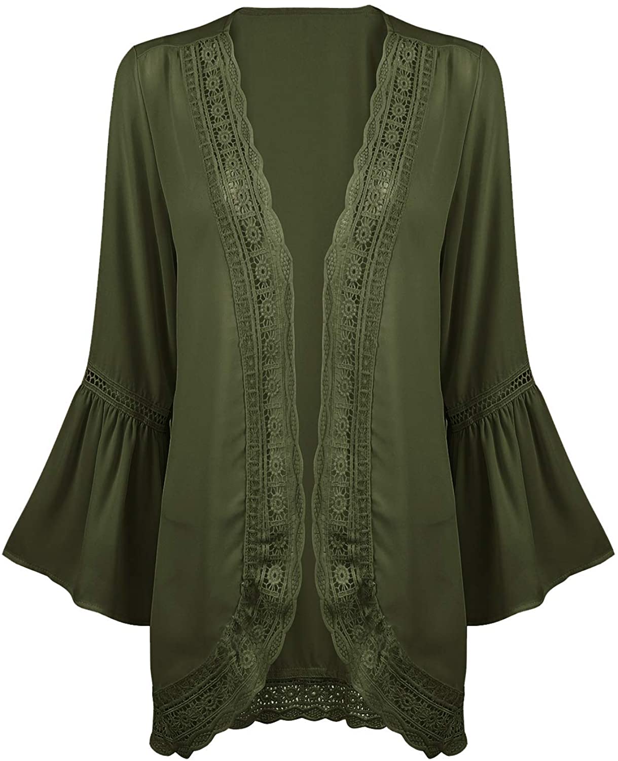 Haute Edition Flared Bell Sleeve Lace Trimmed Kimono DAILYHAUTE