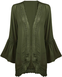 Haute Edition Flared Bell Sleeve Lace Trimmed Kimono DAILYHAUTE