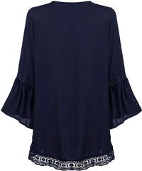 Haute Edition Flared Bell Sleeve Lace Trimmed Kimono DAILYHAUTE