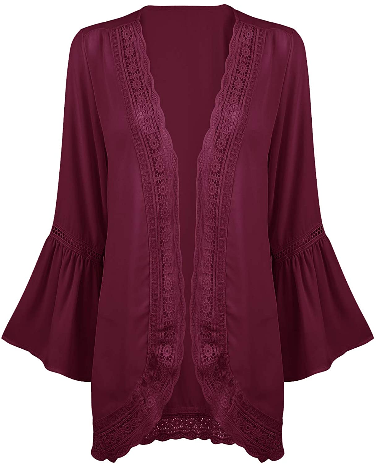 Haute Edition Flared Bell Sleeve Lace Trimmed Kimono DAILYHAUTE