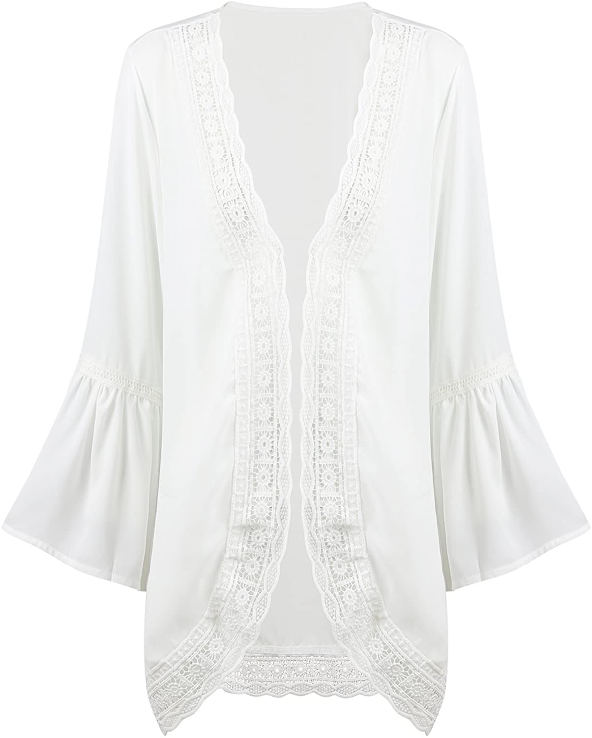 Haute Edition Flared Bell Sleeve Lace Trimmed Kimono DAILYHAUTE