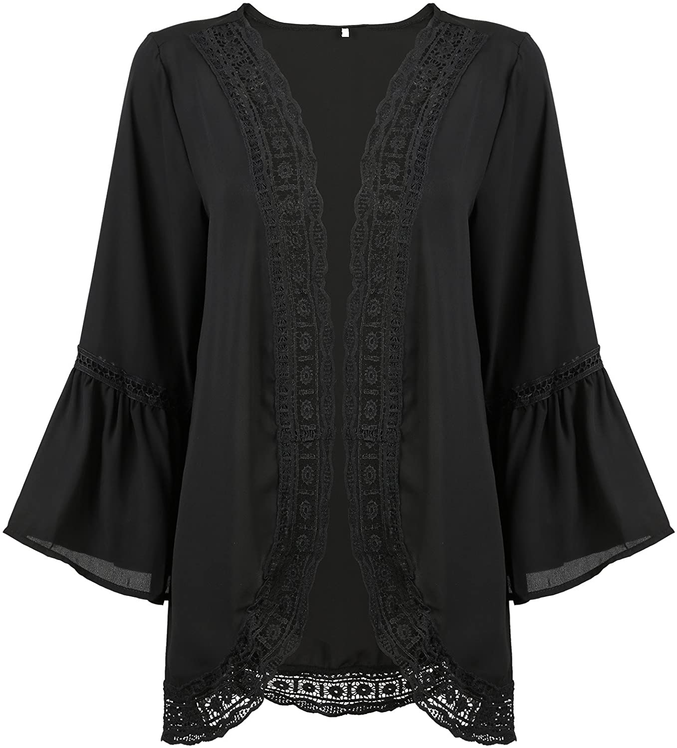 Haute Edition Flared Bell Sleeve Lace Trimmed Kimono DAILYHAUTE