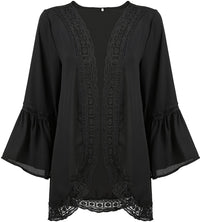 Haute Edition Flared Bell Sleeve Lace Trimmed Kimono DAILYHAUTE