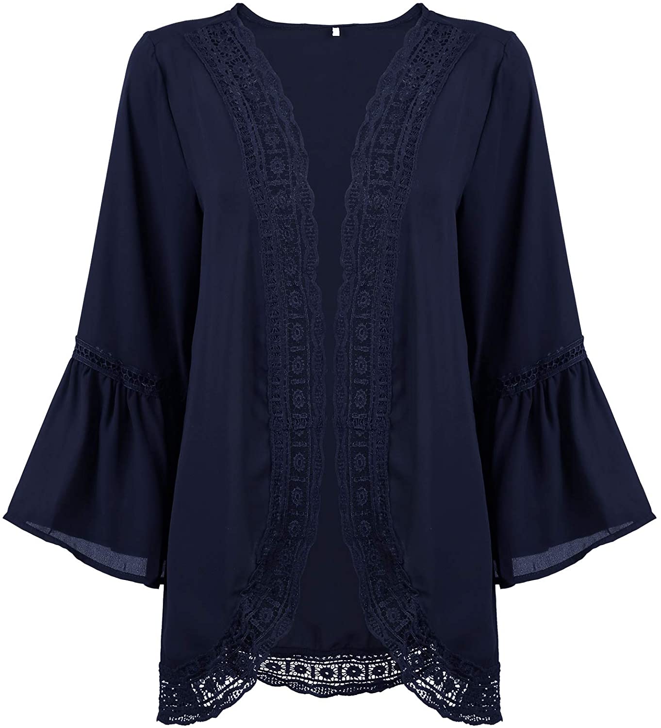 Haute Edition Flared Bell Sleeve Lace Trimmed Kimono DAILYHAUTE