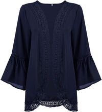 Haute Edition Flared Bell Sleeve Lace Trimmed Kimono DAILYHAUTE