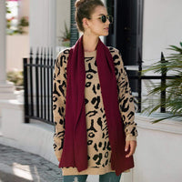 Haute Edition Leopard Print Tunic Length Crew Neck Pullover Thick Knit Sweater   DAILYHAUTE