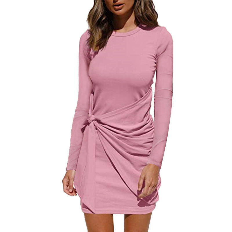 Haute Edition Long Sleeve Tie Waist Bodycon Cocktail Dress DAILYHAUTE