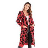 Haute Edition Open Front Long Length Sweater Knit Leopard Print Cardigan DAILYHAUTE