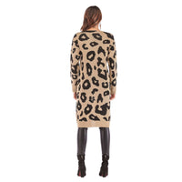 Haute Edition Open Front Long Length Sweater Knit Leopard Print Cardigan DAILYHAUTE