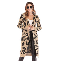 Haute Edition Open Front Long Length Sweater Knit Leopard Print Cardigan DAILYHAUTE