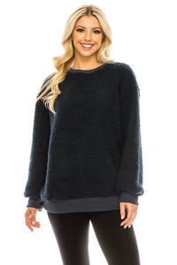 Haute Edition Pullover Crewneck Sherpa Fleece Sweatshirt DAILYHAUTE