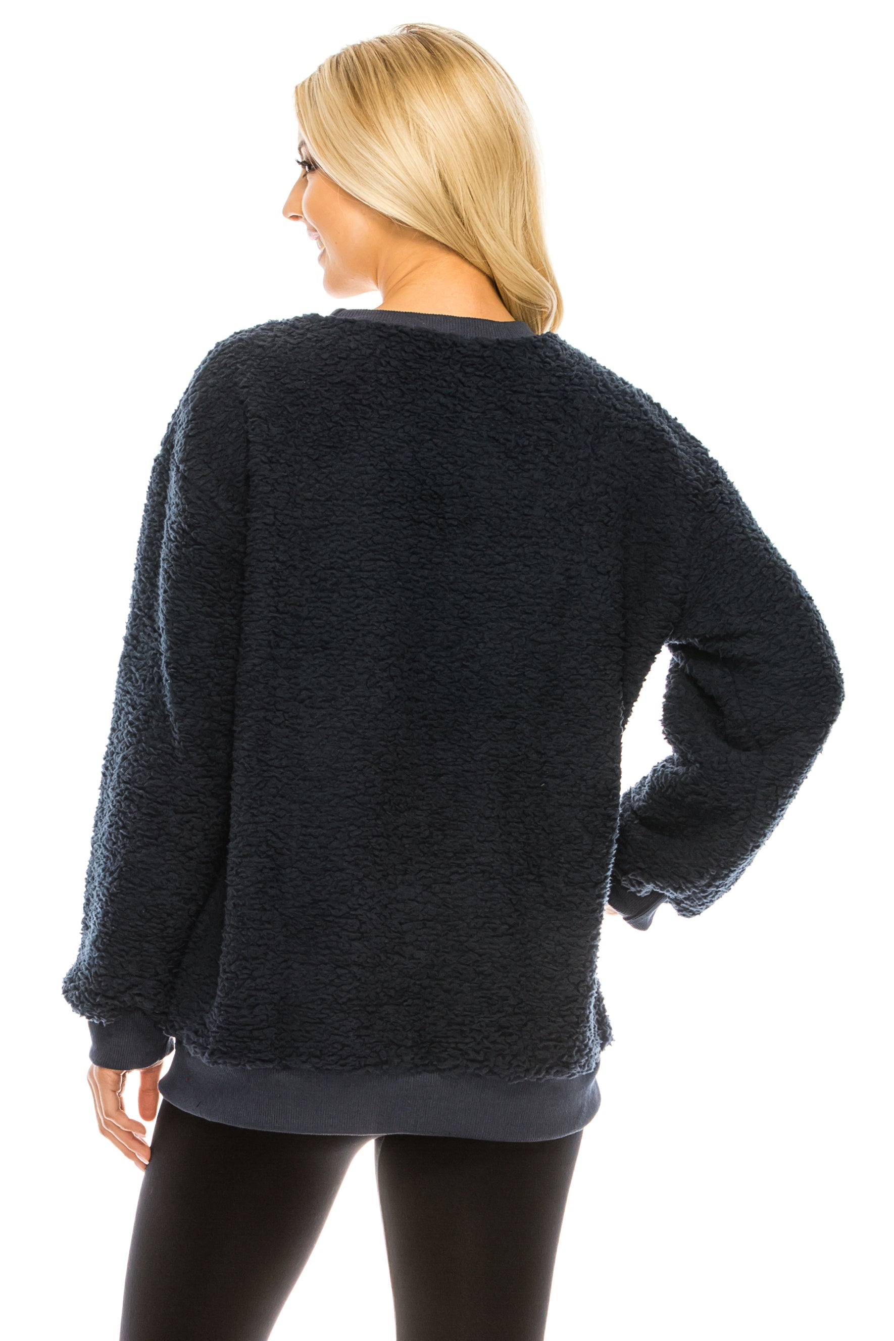 Haute Edition Pullover Crewneck Sherpa Fleece Sweatshirt DAILYHAUTE