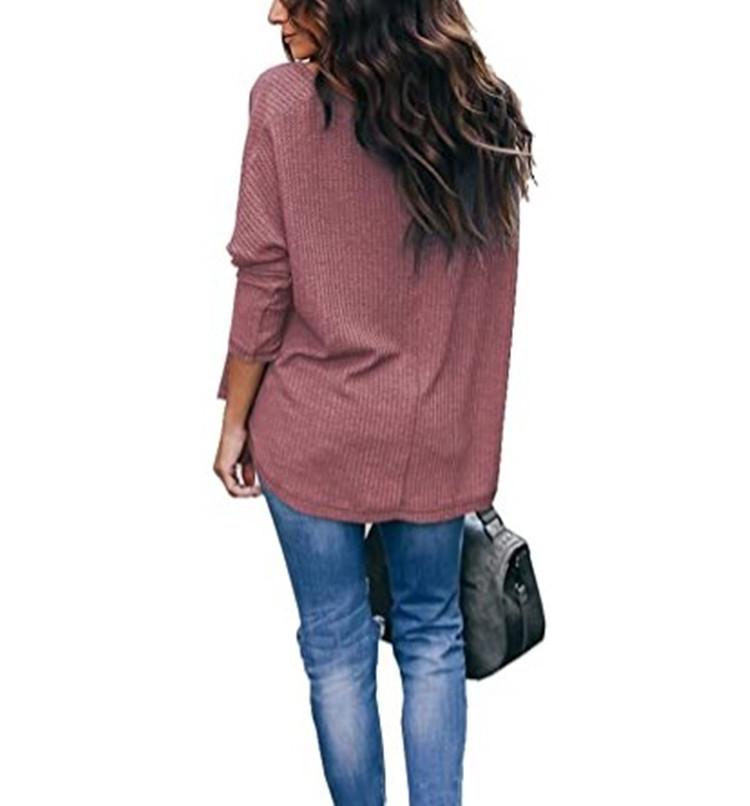 Haute Edition Slouchy Waffle Knit V-Neck Long Sleeve Tee Daily Haute