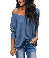 Haute Edition Slouchy Waffle Knit V-Neck Long Sleeve Tee Daily Haute