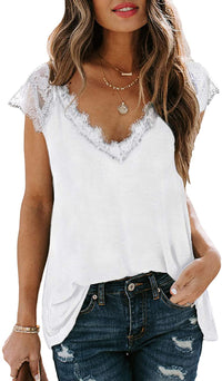 Haute Edition V-Neck Lace Flowy Tee DAILYHAUTE