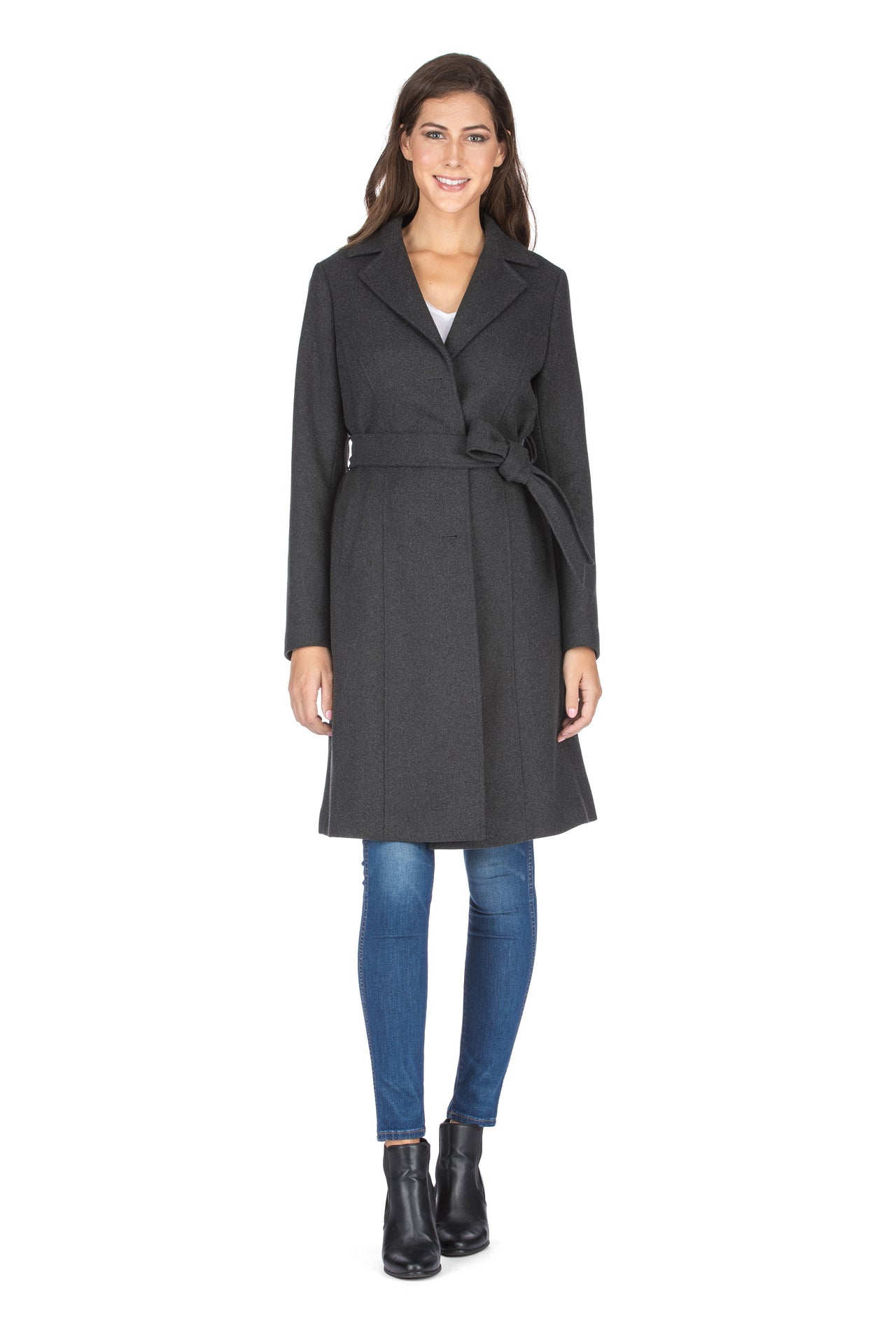 Haute Edition Women's 3/4 Length Belted Robe Pea Coat DAILYHAUTE