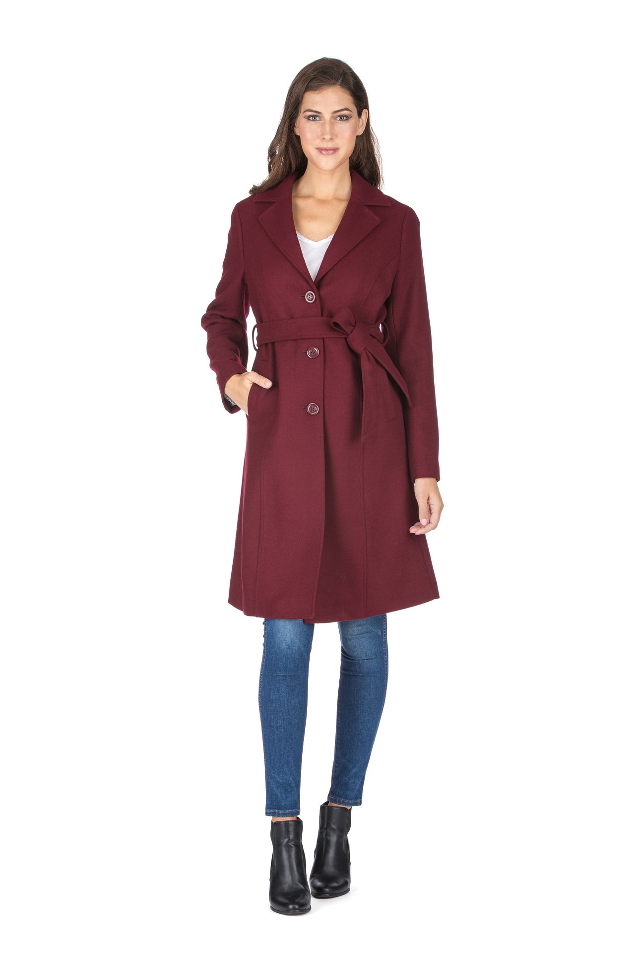 Haute Edition Women's 3/4 Length Belted Robe Pea Coat DAILYHAUTE