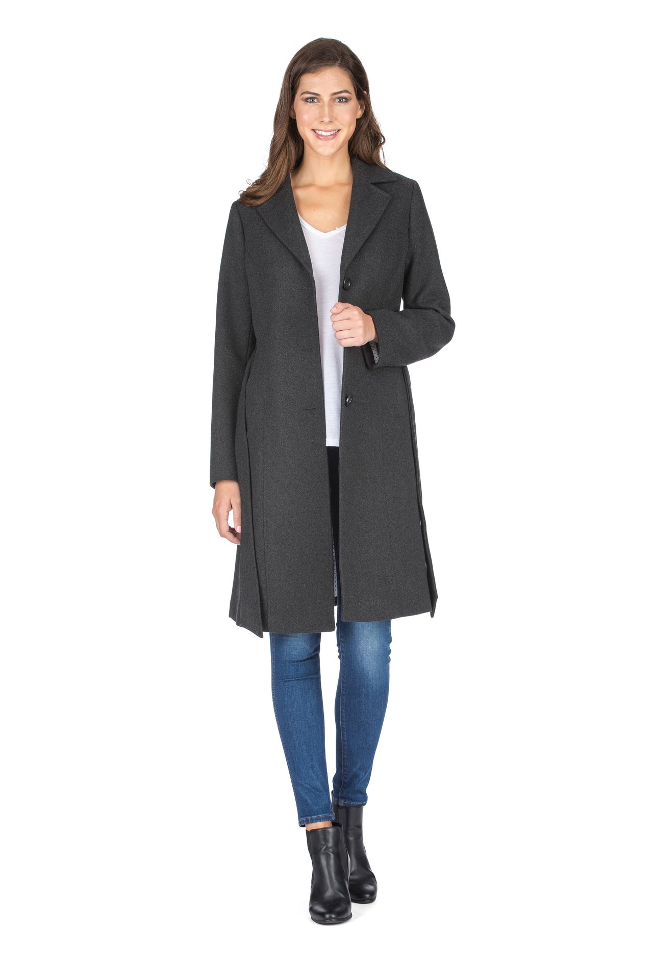 Haute Edition Women's 3/4 Length Belted Robe Pea Coat DAILYHAUTE