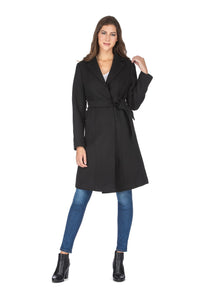 Haute Edition Women's 3/4 Length Belted Robe Pea Coat DAILYHAUTE