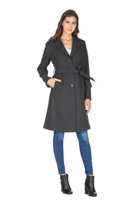 Haute Edition Women's 3/4 Length Belted Robe Pea Coat DAILYHAUTE