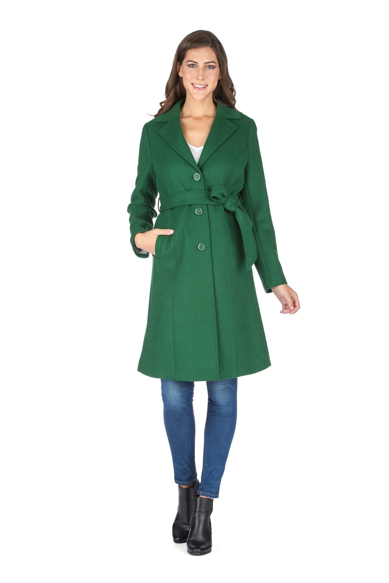 Haute Edition Women's 3/4 Length Belted Robe Pea Coat DAILYHAUTE