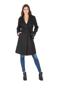 Haute Edition Women's 3/4 Length Belted Robe Pea Coat DAILYHAUTE